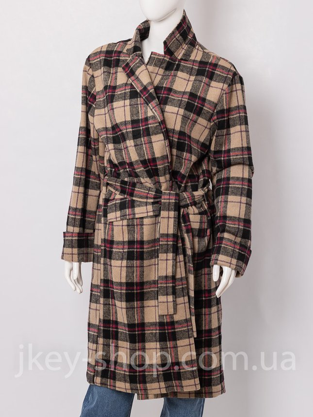 Пальто женское RINABELLA 0125 BROWN CHECK, размер ONE