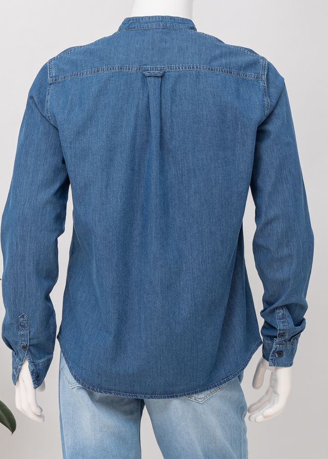 Сорочка з довгим рукавом чоловіча V 68757-70345 DNM BLUE комір стійка, колір Світлий джинс, розмір M