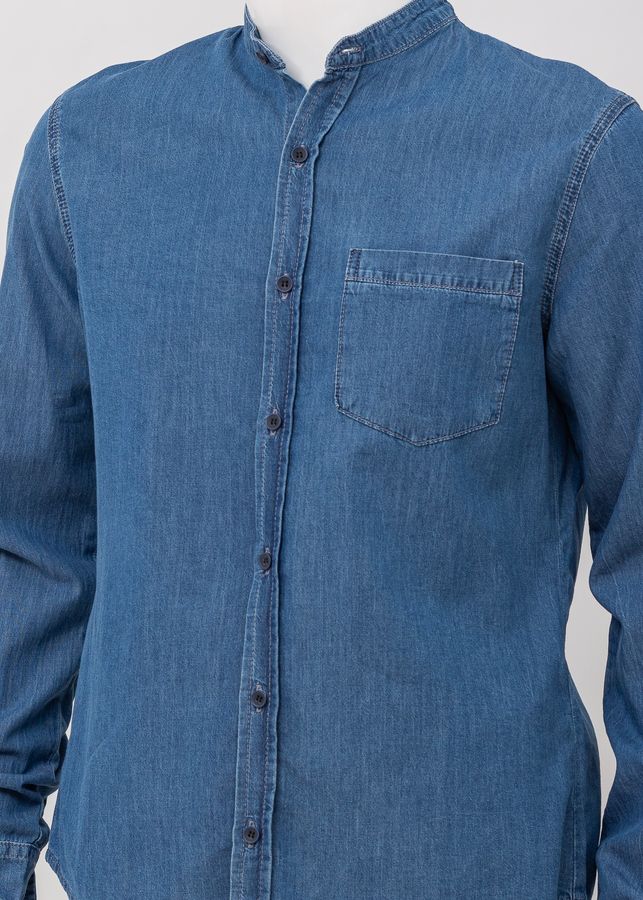 Сорочка з довгим рукавом чоловіча V 68757-70345 DNM BLUE комір стійка, колір Світлий джинс, розмір M
