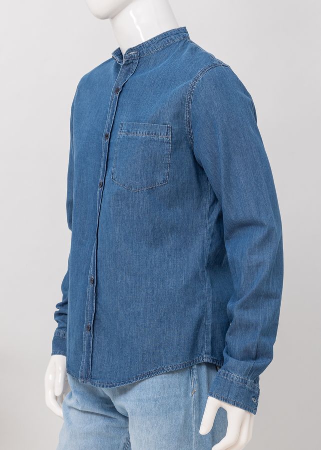 Рубашка с длинным рукавом мужская V 68757-70345 DNM BLUE стойка воротник, цвет Светлый джинс, размер M