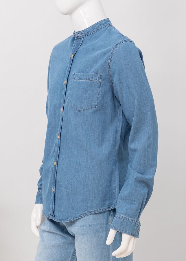 Рубашка с длинным рукавом мужская V 68757-70345 DNM LIGHT BLUE стойка воротник, цвет Светлый джинс, размер M
