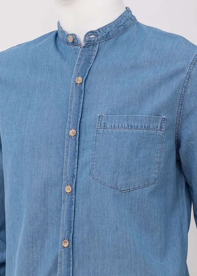 Рубашка с длинным рукавом мужская V 68757-70345 DNM LIGHT BLUE стойка воротник, цвет Светлый джинс, размер M