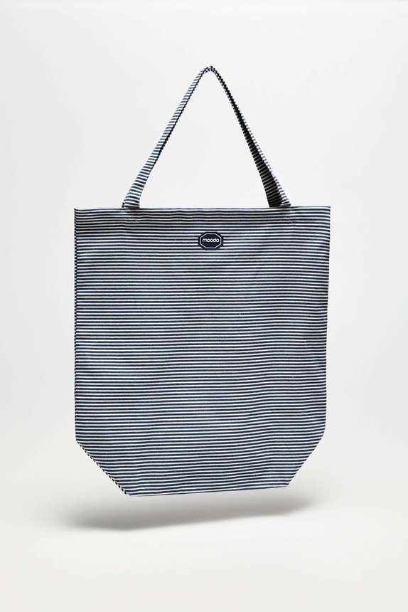 Эко-сумка женская MOODO L-TO-3429 NAVY STRIPE в полоску, шоппер, хлопковая, цвет Синый, размер ONE