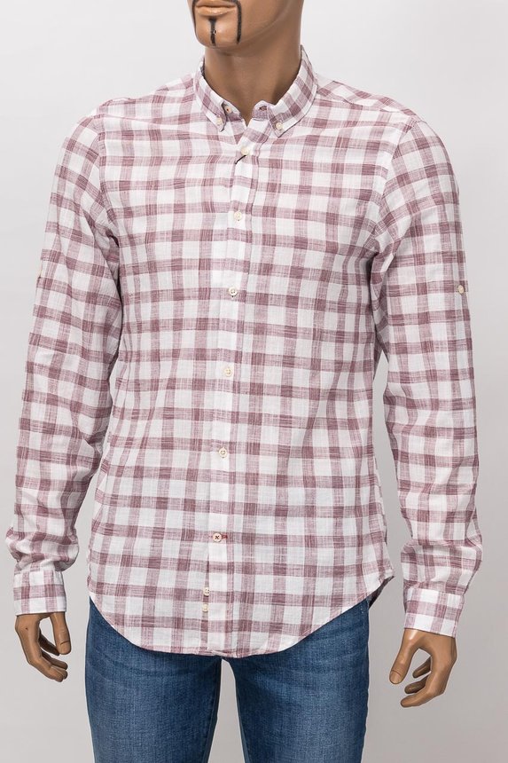 Рубашка с длинным рукавом мужская MANCHOT 0420 BORDO CHECK, размер L