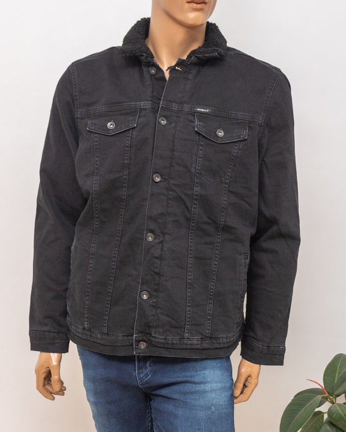 Куртка джинсова чоловіча PITBULL Z-10 3460 BLACK 3 BATAL із штучним хутром, колір Чорний, розмір XXL