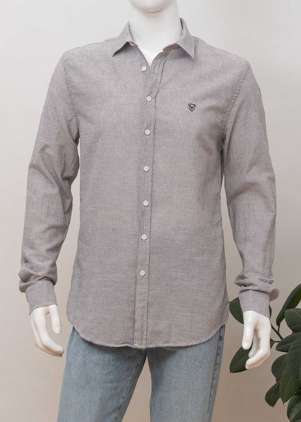 Рубашка с длинным рукавом мужская V 68761-50089 GREY LITTLE STRIPE, размер S