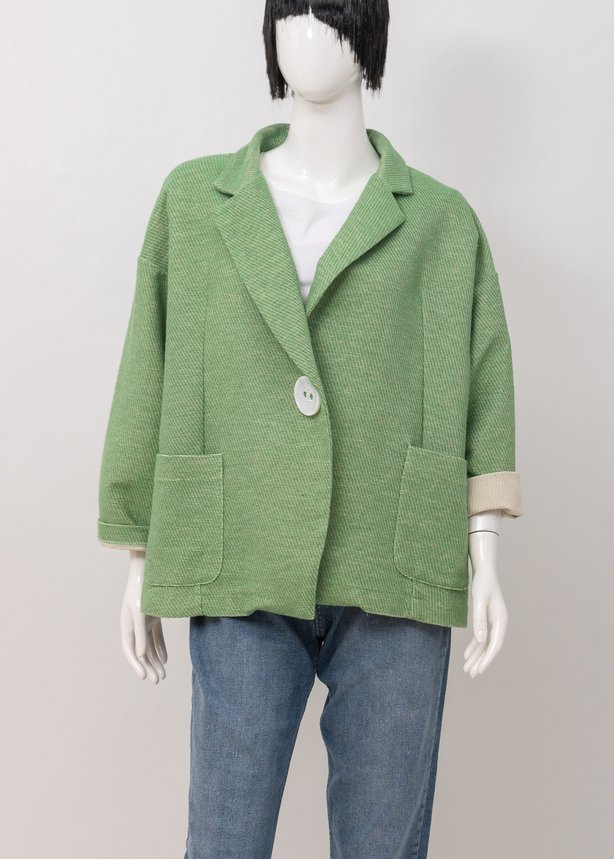 Піджак жіночий GIOYA 1021 VERDE (GREEN) блейзер з великим гудзиком, колір Зелений, розмір ONE