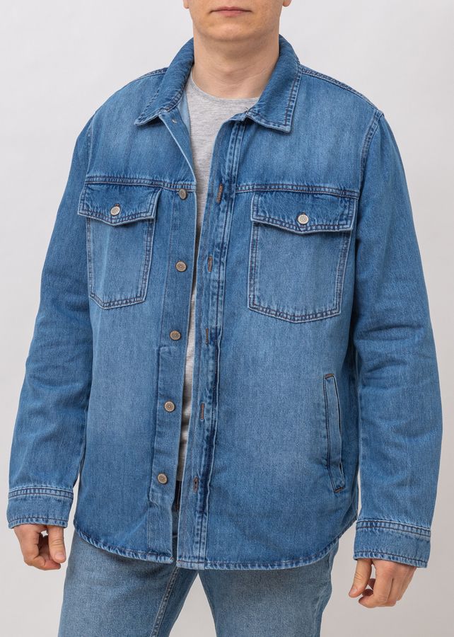 Куртка джинсова чоловіча WHITNEY E-G516 FOLD BLUE куртка-сорочка, колір Світлий джинс, розмір M