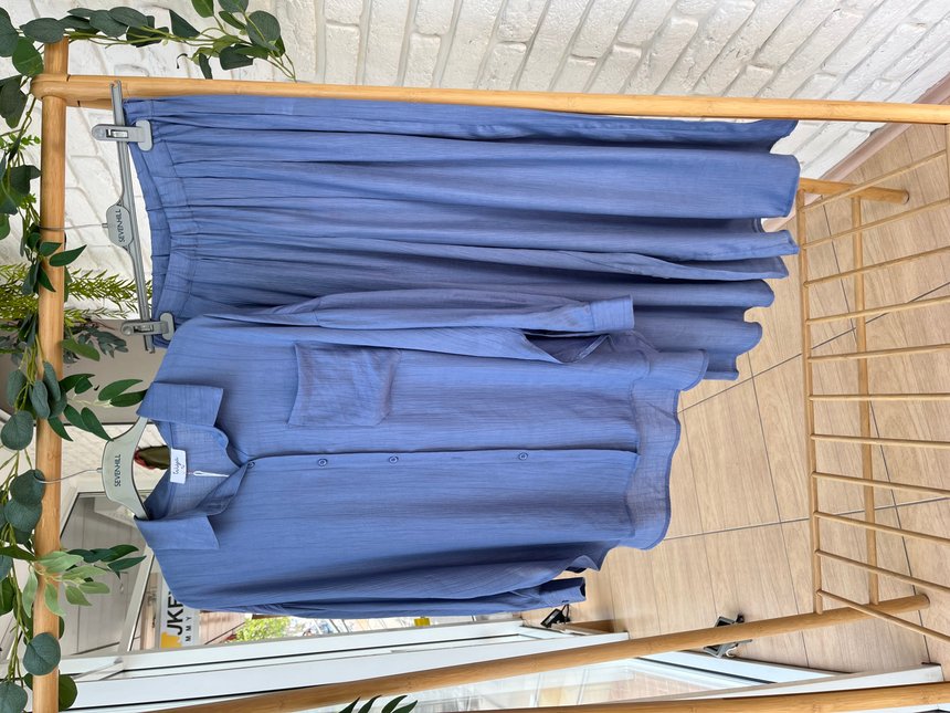 Костюм блуза и брюки женский WIYA WM2192+2191 JEANS, цвет Синий, размер ONE