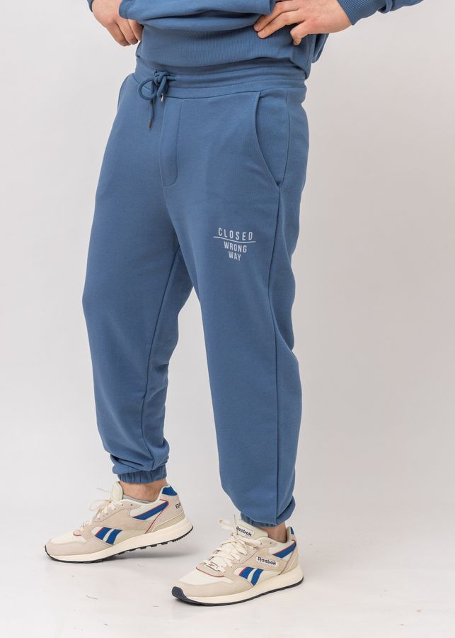 Костюм кофта и брюки мужской WHITNEY E-M513 INDIGO с капюшоном в светло сером цвете, цвет Синий, размер S